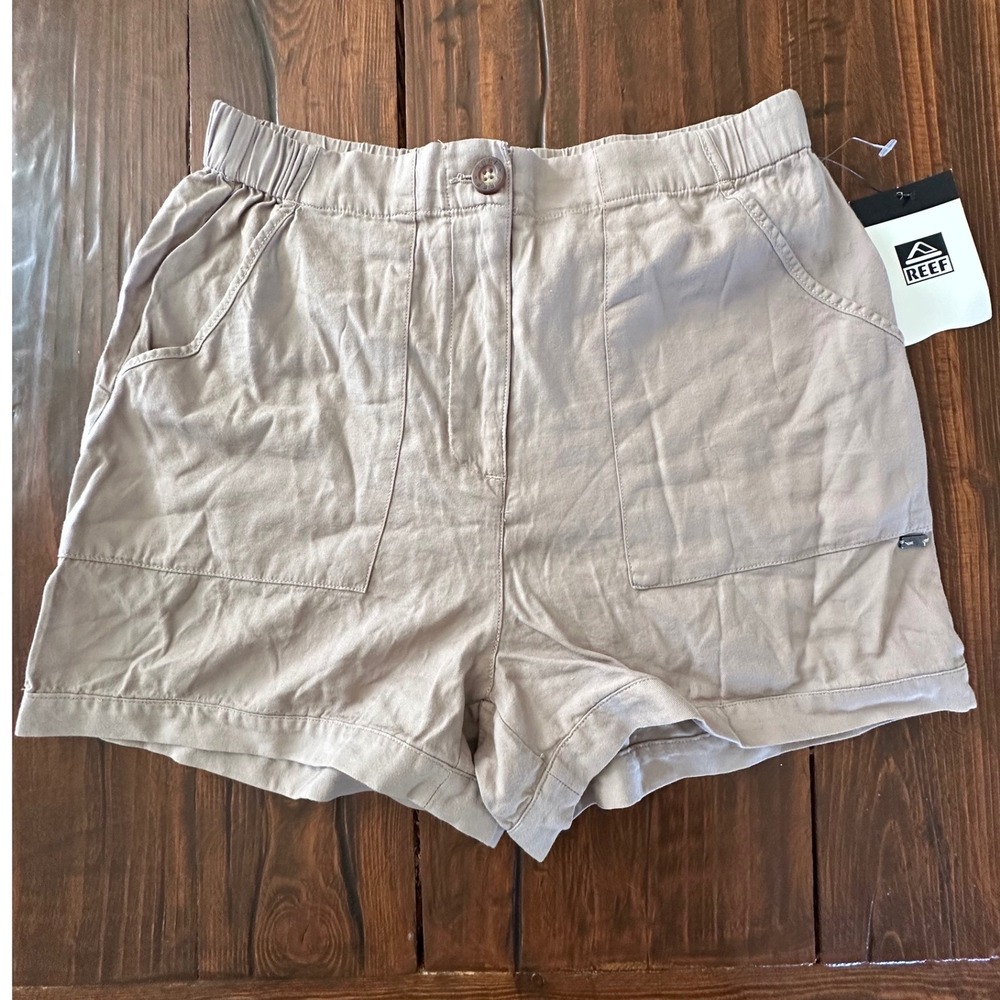 Reef Bailey Shorts Mushroom Beige High Waisted Cotton Blend NWT 3FWWH0541 Small